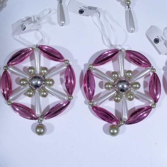 Martha Stewart Pink & White Beaded Ornaments - Picture 3 of 6